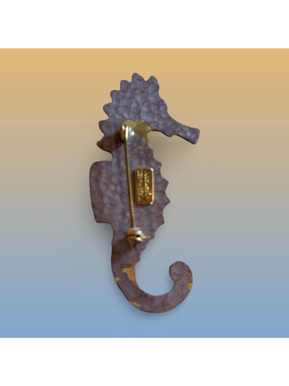 West Germany Seahorse Figurine Ornament With Blue Gold Finish Statement Vintage - Picture 4 of 9